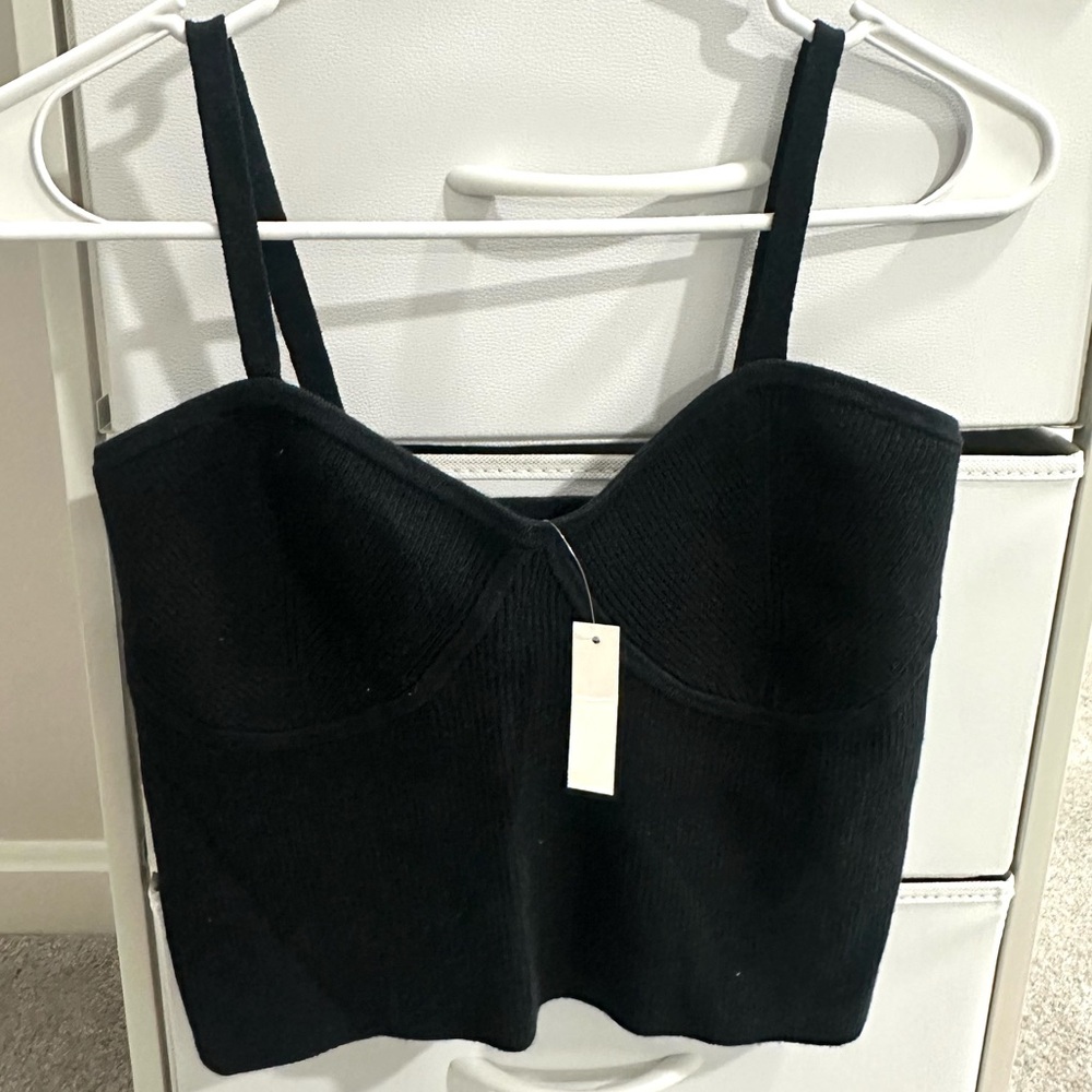 Madewell Black Ribbed Bustier Cami